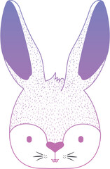 Fototapeta premium Vector illustration of a cute rabbit head with gradient ears and a stipple effect