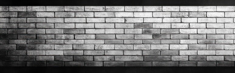 Fototapeta premium black and white brick wall with dramatic lighting, textured shadows and a moody industrial minimalist feel