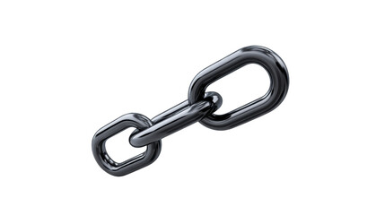 Shiny metal chain link isolated on transparent background strong connection symbol industrial strength security concept realistic 3D rendering metallic texture durable unity resilience