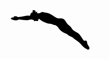 Silhouette of a Person Diving into Water.