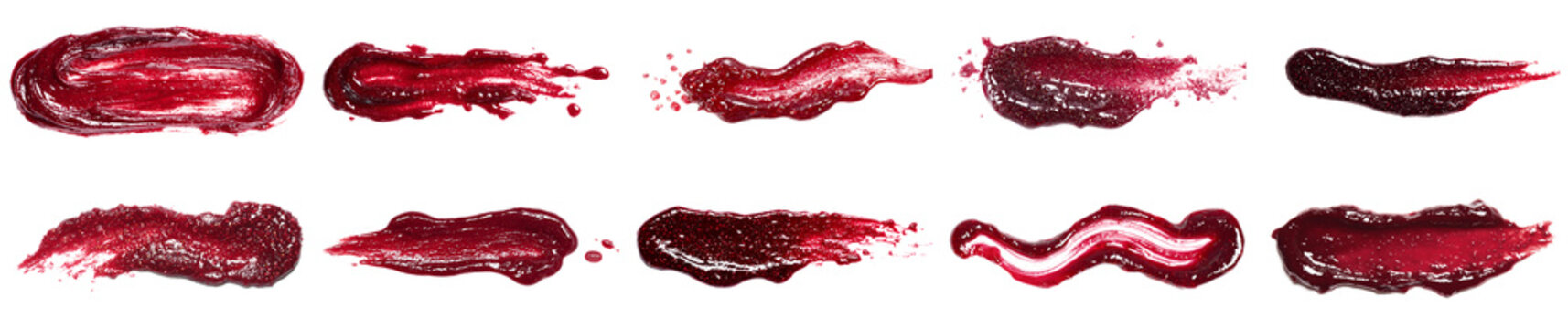 Enjoy an array of vibrant raspberry jam spreads isolated on a clean white background. Ideal for food photography, recipes, and culinary presentations.