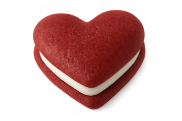 Heart shaped red velvet dessert with cream filling