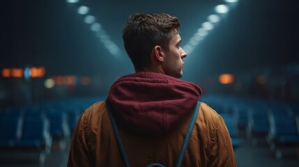 Fototapeta premium A man facing his future with determination