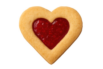 Obraz premium Heart shaped cookie with red jam filling