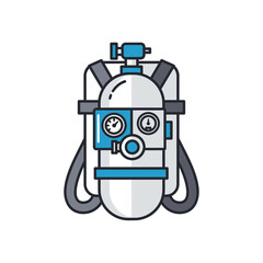 Scuba diving tank with gauges and straps for underwater exploration.