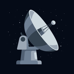 Satellite dish with a receiver in a starry sky.