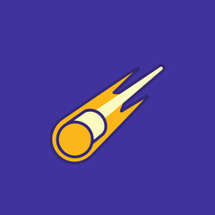 Stylized comet with fiery tail streaks across the frame.