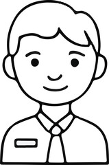 Fototapeta premium Line art icon of a smiling young man in a shirt and tie