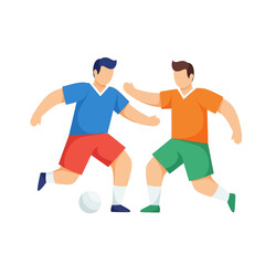 Obraz premium Dynamic duel of footballers battling for possession of the ball in an energetic match scenario