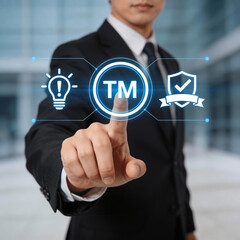 Trademark Copyright Identity Branding Product Concept. TM Trademark registration. Protect your brand and intellectual property with legal expertise.new