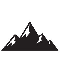 Minimalist black silhouette icon of a mountain range with jagged peaks
