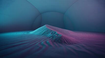 sand dune in a surreal landscape with blue and pink hues