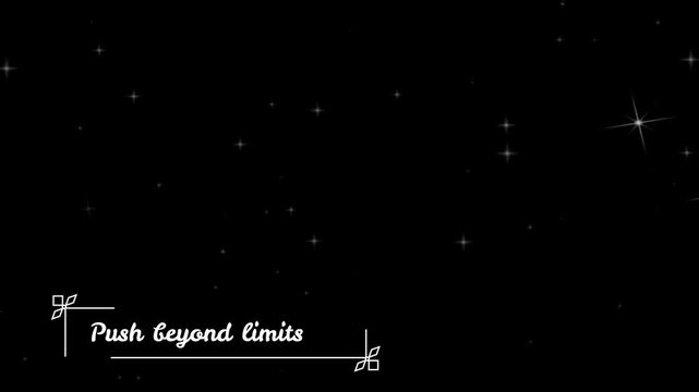 Inspirational background featuring sparkling lights and the motivating phrase push beyond limits