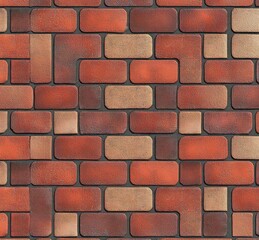 textured red and tan brick wall with staggered rectangular pattern conveying a warm rustic, tactile feel