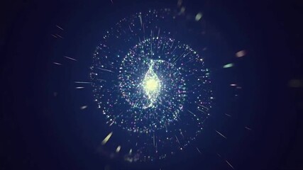 abstract blue background with particles. abstract blue background with camera lens flare and shiny glitter dust animation, technology and space motion background - Powered by Adobe