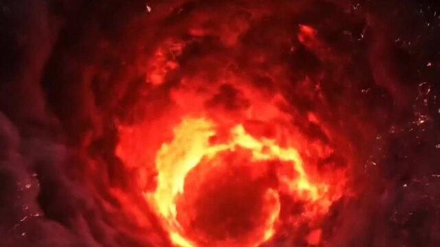 Fiery inferno swirling in the darkness