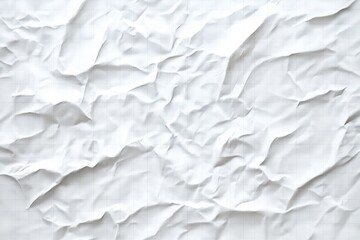 Fototapeta premium crumpled white graph paper sheet with faint grid lines, deep creases and soft shadows, wrinkled texture conveying frustration and discarded feeling