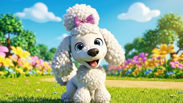 Friendly Cartoon Dog Sitting and Smiling Animation