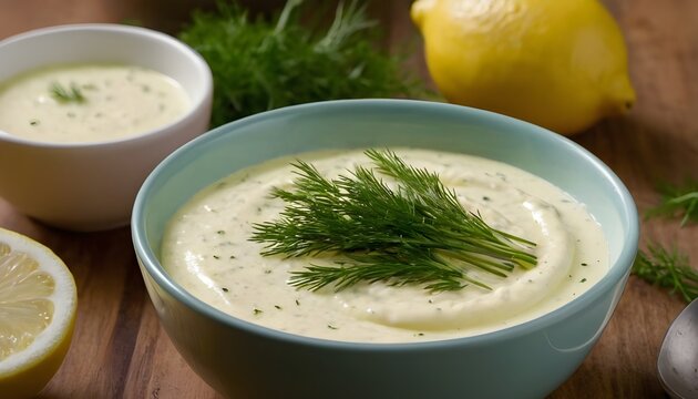 lemon dill aioli in a bowl