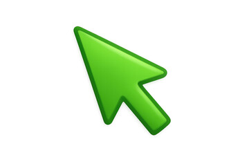 Green 3d mouse cursor hovering, symbolizing digital navigation, selection, clicking, and interactive user interface design