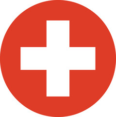 Obraz premium Red circle with white plus sign symbol medical