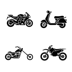 Obraz premium Collection of Four Distinct Motorcycle and Scooter Silhouettes.