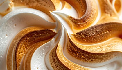 Close Up View Of Toasted Meringue Swirls With Golden Brown Highlights