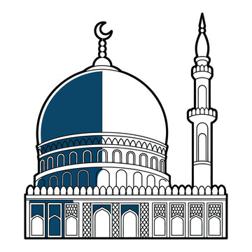 Mosque with dome and minaret Vector illustratior