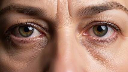 Close-Up of Human Eyes with Visible Redness and Fine Wrinkles