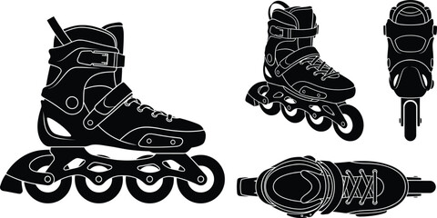 Inline Skates Silhouette Vector Set | Rollerblade Sports Equipment
