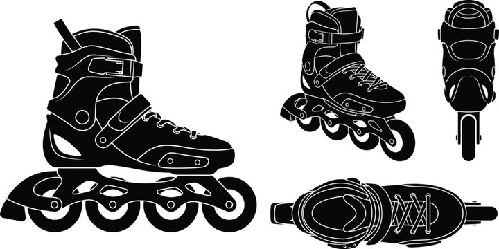 Inline Skates Silhouette Vector Set | Rollerblade Sports Equipment