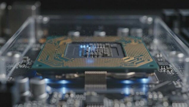 Close-up of a Modern CPU on a Motherboard.