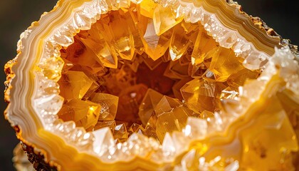 Stunning Golden Citrine Geode With Sparkling Internal Crystalline Structures