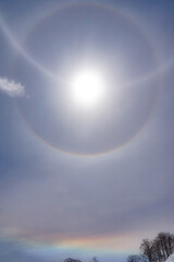 残雪の金剛堂山で見た環水平アーク、ハロ、幻日環の天体ショー © Ken Nishihara