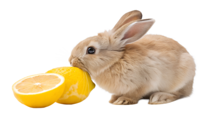 Bunny eating potato chips isolated on transparent background