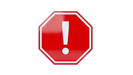 Red Octagon Warning Sign on White Background