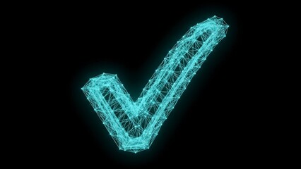 Digital Checkmark Symbol on Black Background.