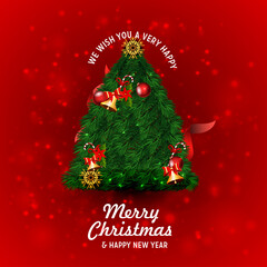 Christmas greetings cards with red backgriund and tpography © Alisher