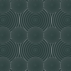 Dark Green Concentric Circle Seamless Pattern Vector Background