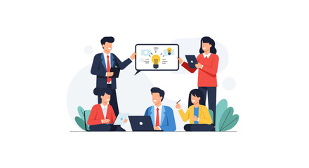 Diverse team collaborating on innovative business ideas with laptops © ainun