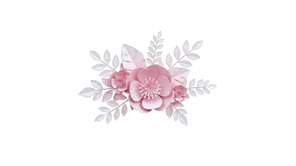 Paper Flowers Arrangement on White Background