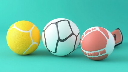 Colorful Sports Balls on Vibrant Background for Creative Design