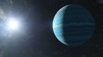 Vast Expanse of a Stunning Blue Planet Against Starry Background