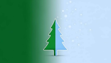 Obraz premium minimalist christmas tree illustration on green and blue gradient background with snow festive winter holiday banner for seasonal greetings