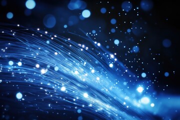 Obraz premium Abstract Blue Light Waves and Bokeh Background for Design Projects