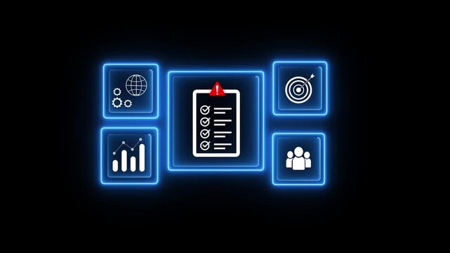 Businessmen manage and evaluate the risks of business investment, control business risks and risk management strategies, forecast, estimate and Motion graphics of financial business concept. 4k