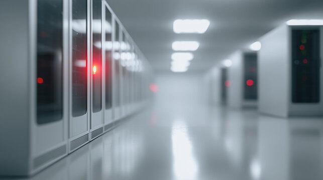 A data center showcasing rows of sleek servers illuminated with a soft glow, symbolizing the core of information technology and digital storage.  - Powered by Adobe