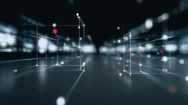 A futuristic cityscape pulses with digital energy, a network of glowing lines. a captivating perspective of digital transformation. - Powered by Adobe