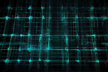 Obraz premium Cyan ghost color abstract laser grid