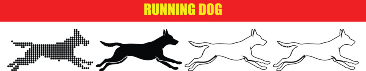 Fototapeta premium Running Dog Silhouettes in Grey, Black and White
